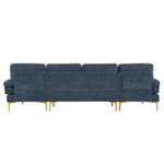 ZUN U-Shaped 4-Seat Indoor Modular Sofa Grey-Blue Color 23193748