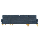 ZUN U-Shaped 4-Seat Indoor Modular Sofa Grey-Blue Color 23193748