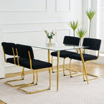 ZUN Modern simple light luxury dining Black home bedroom stool back dressing student desk W210131949