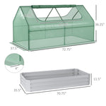 ZUN 6' x 3' Galvanized Raised Garden Bed with Mini PE Greenhouse Cover, Outdoor Metal Planter Box with 2 W2225142609
