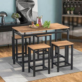 ZUN TREXM 5-Piece Kitchen Counter Height Table Set, Industrial Dining Table with 4 Chairs WF196232AAD