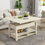 ZUN ON-TREND Lift Top Coffee Table, Multi-Functional Coffee Table with Open Shelves, WF314404AAK