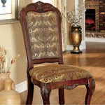 ZUN Formal Traditional Cherry Set of 2pc Side Chairs Room Brown Damask Print Fabric Solid wood B011P143305