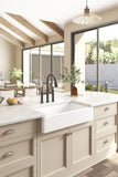 ZUN 24"L x 19" W Farmhouse/Apron Front White Ceramic Kitchen Sink 69263515