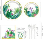 ZUN Cactus Succulent Paper Plates Floral Cactus Greenery Plants Theme Cutlery Set Party Supplies 32448665