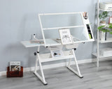 ZUN WHITE adjustable tempered glass drafting printing table with chair W347119824