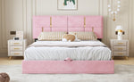 ZUN Queen Size Upholstered Platform Bed with Hydraulic Storage System,No Box Spring Needed,Pink WF310943AAH