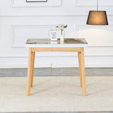 ZUN Imitation marble white sintered stone tabletop with rubber wooden legs, computer desk, W1151P145191