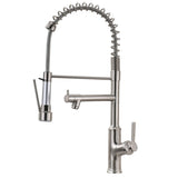 ZUN Kitchen Faucet with Pull Down Sprayer Brushed Nickel Stainless Steel Single Handle Kitchen Sink W1932119766