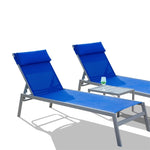 ZUN Patio Chaise Lounge Set, 3 Pieces Adjustable Backrest Pool Lounge Chairs Steel Textilene Sunbathing W1859109869