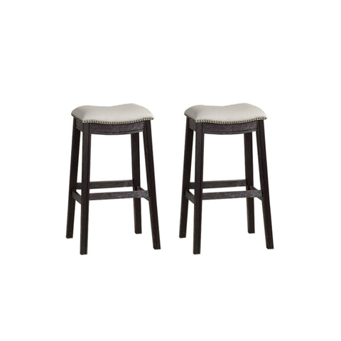 ZUN Grey PU Upholstery Bar Stool, Set of 2 SR011819