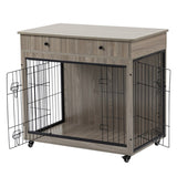ZUN Dog Crate Furniture, Wooden Dog Crate End Table, 38.4 Inch Dog Kennel with 2 Drawers Storage, Heavy W1422109449