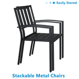 ZUN 2pcs Backrest Vertical Grid Wrought Iron Dining Chair Black 46170760
