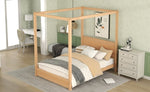 ZUN Full Size Canopy Platform Bed with Headboard and Support Legs,Natural WF293229AAM