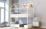 ZUN Bunk Beds for Kids Twin over Twin,House Bunk Bed Metal Bed Frame Built-in Ladder,No Box Spring WF286772AAK
