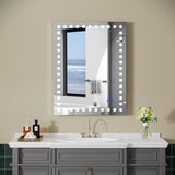 ZUN 36×28 Inch Led-Lit Bathroom Mirror, Wall Mounted Anti-Fog Memory Rectangular Vanity Mirror With W1820122118