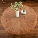 ZUN 39.37 "Retro Patchwork Round Coffee Table with Scattered Pattern Tabletop and Crossed Cedar Legs W757119057