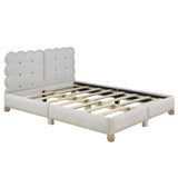ZUN Queen Size Upholstered Platform Bed with Support Legs,Beige WF313965AAK