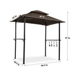 ZUN Outdoor Grill Gazebo 8 x 5 Ft, Shelter Tent, Double Tier Soft Top Canopy Steel Frame with hook W41918149