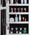 ZUN Full Mirror Fashion Simple Jewelry Storage Cabinet With Led Light Can Be Hung On The Door Or Wall W40750195