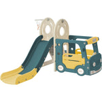 ZUN Kids Slide with Bus Play Structure, Freestanding Bus Toy with Slide for Toddlers, Bus Slide Set with PP299289AAL