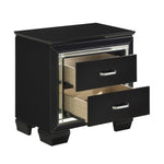 ZUN Glamourous Black Finish 1pc Nightstand 2x Dovetail Drawers Faux Alligator Embossed Fronts Bedroom B01151365