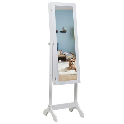 ZUN Non Full Mirror Wooden Floor Standing 4-Layer Shelf Jewelry Storage Adjustable Mirror Cabinet * 62744740