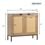 ZUN Rustic Accent Storage Cabinet with 2 Rattan Doors, Mid Century Natural Wood Sideboard Furniture for W1908119444