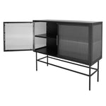 ZUN Double Door Tempered Glass Sideboard Console Table with 2 Fluted Glass Doors Adjustable Shelf and W1673127674