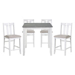 ZUN 5-Piece Pack Counter Height Set Weathered Gray and White Table and Fabric Upholstered 4 Chairs B011115369