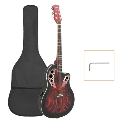 ZUN 41 inch Full-Size Cutaway Acoustic-Electric Guitar Grape Voice Hole 52153552
