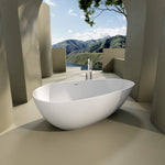 ZUN Immerse Yourself in Unmatched Luxury with Our Handcrafted Solid Surface Freestanding Bathtub W157382878