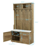 ZUN Wood Coat Rack, Storage Shoe Cabinet, with Clothes Hook, with Sponge Pad Product, Multiple Storage 03980719