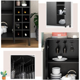ZUN K&K Sideboards and Buffets With Storage Coffee Bar Cabinet Wine Racks Storage Server Dining Room WF285318AAB