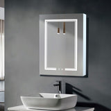 ZUN [FCH] LED Bathroom Wall Cabinet, Single Door Bathroom Mirror Cabinet, White 84534063