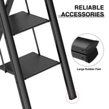 ZUN 4 Step Ladder, Retractable Handgrip Folding Step Stool with Anti-Slip Wide Pedal, Aluminum Step W134355909