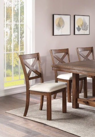 ZUN Set of 2 Side Chairs Natural Brown Finish Solid wood Contemporary Style Kitchen Dining Room B01181967