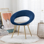 ZUN Navy Blue+Off-White Velvet Modern accent/Conversation Lounge Chair With Gold Plated Legs, unique W117064139