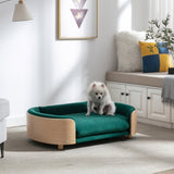 ZUN Scandinavian style Elevated Dog Bed Pet Sofa With Solid Wood legs and Bent Wood Back, Velvet W79460560