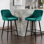 ZUN Elegant Lifestyle Modern Bar Stools,Velvet Upholstered Barstools with Back,Set of 2 Bar Chairs for PP322591AAN