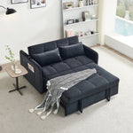 ZUN 55.5" Twins Pull Out Sofa Bed Black Velvet W1097104078