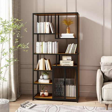ZUN Multipurpose Bookshelf Storage Rack, Right Side with Enclosed Storage Cabinet,for Living Room,Home W757105772