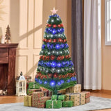 ZUN HOMCOM 5ft Fiber Optic Artificial Fir Christmas Tree, LED Pre-Lit Holiday Decoration with 180 Lights W2225137778
