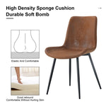 ZUN Brown suede backrest cushion dining chair, black metal legs, curved widened cushion design, more W1151126208