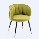 ZUN Olive Green Velvet lounge chair, black metal feet, unique back design, suitable for office, living W117064091