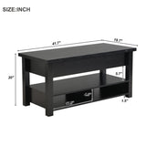 ZUN ON-TREND Lift Top Coffee Table, Multi-Functional Coffee Table with Open Shelves, WF314404AAB