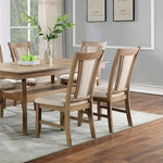 ZUN Transitional Set of 2 Side Chairs Natural Tone And Beige Solid wood Chair Padded Leatherette B011104626