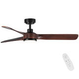 ZUN 52 in. Integrated LED Indoor Brown Wood Ceiling Fan with Light Kit and Remote Control W136782187