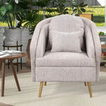 ZUN Mid-Century Accent Chair Arm Chair with Lumbar Pillow and Metal legs, Upholstered Accent Chair for WF303389AAE