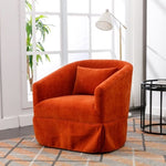 ZUN 360-degree Swivel Accent Armchair Linen Blend Orange W676102325
